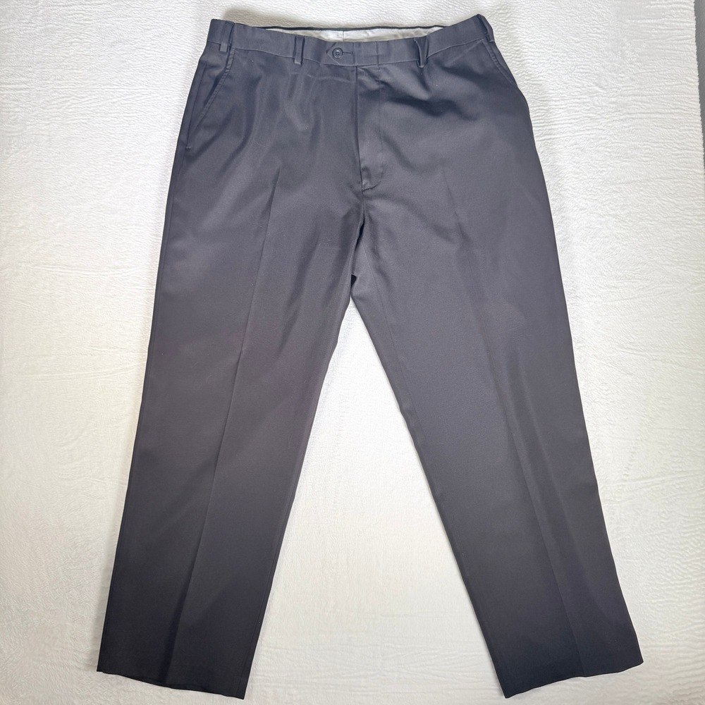 Jos A Bank Golf Pants Mens 38x29 Black Polyester Flat Front Casual‎